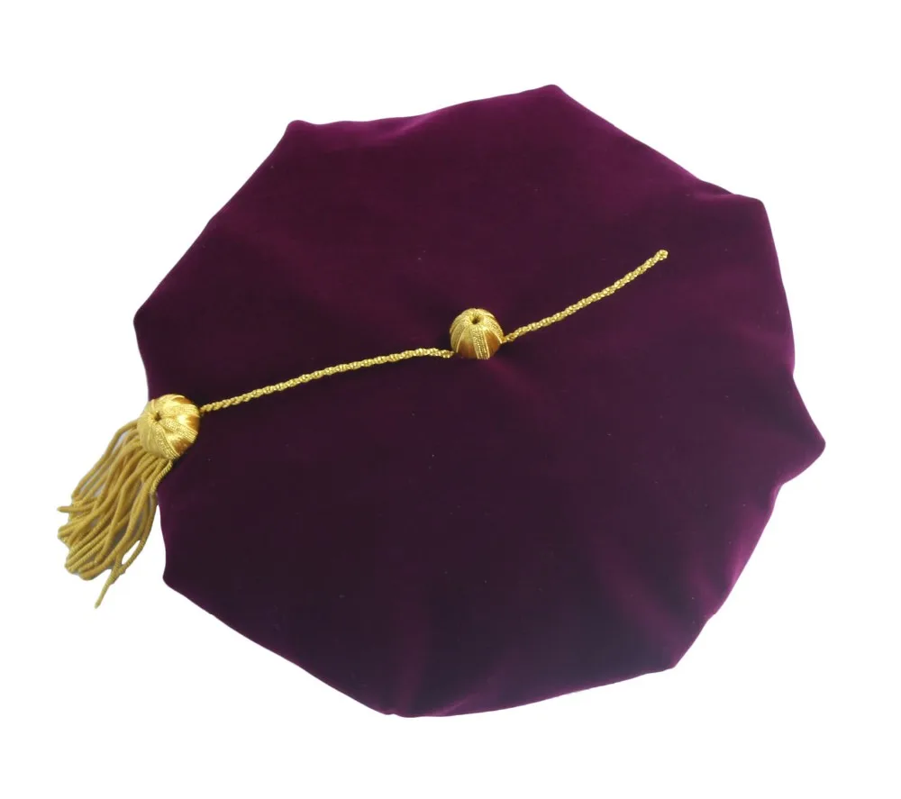 Deluxe Velvet Doctoral Tam With Golden Bullion Tassel Black 8 Sides Buy Velvet Doctoral Tam 7723