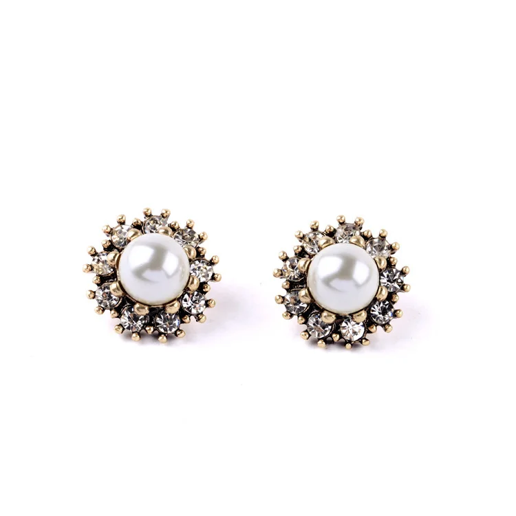 

ed00891 Women Vintage Gold Plating Jewelry New Designs Small Wholesale Fashion Pearl Earrings Stud