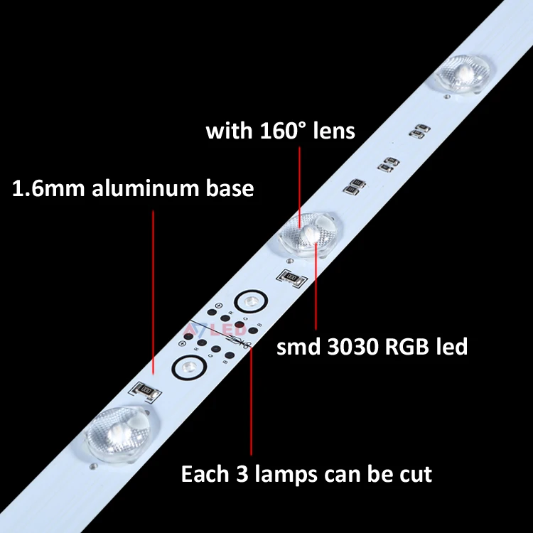 Hot sales smd 3030 12leds RGB rigid strip light led backlight diffuse light bar for advertising led light box