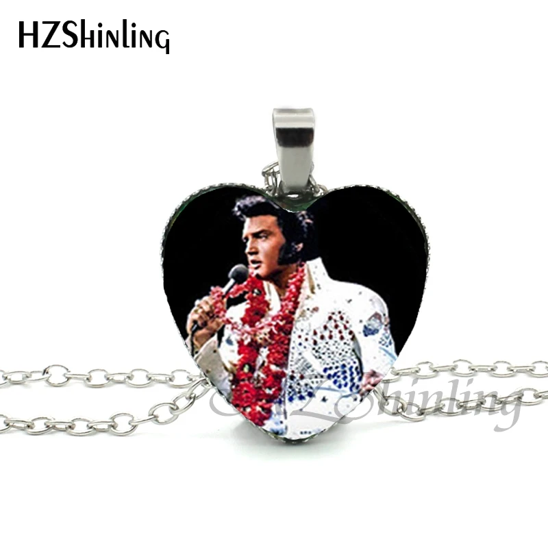 

2016 New Elvis Presley Heart Necklace Elvis Presley Jewelry Rock Star Murano Glass Heart Necklace, Custom colors/designs
