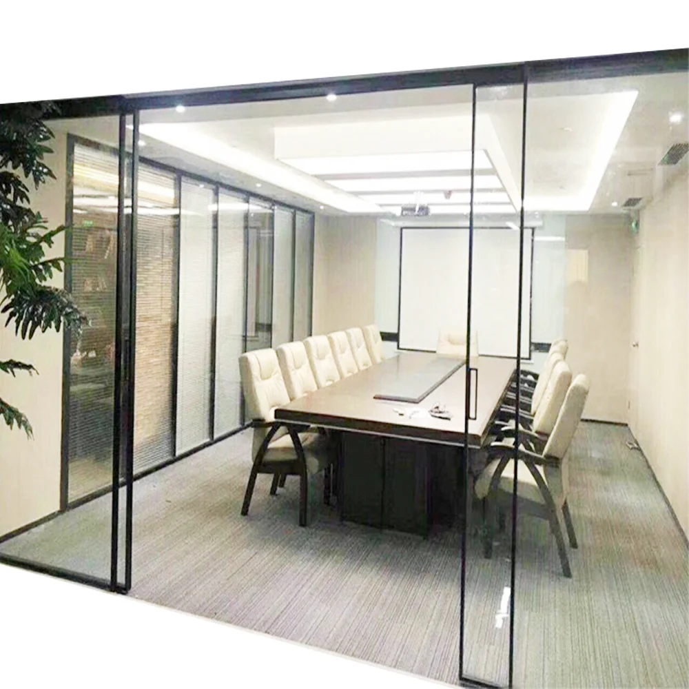 Slim Aluminum Frame Tempered Glass Sliding Door Made In China With