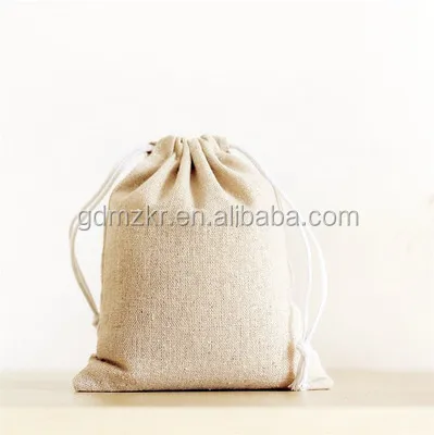 

13x18 cm Custom 75% cotton 25% linen shopping cosmetic packaging drawstring bag, Customized color is ok