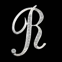 

High Quality Hot Sell Pave 26 Letters Design Brooches Pins English Letter Personality Brooches with Rhinestone