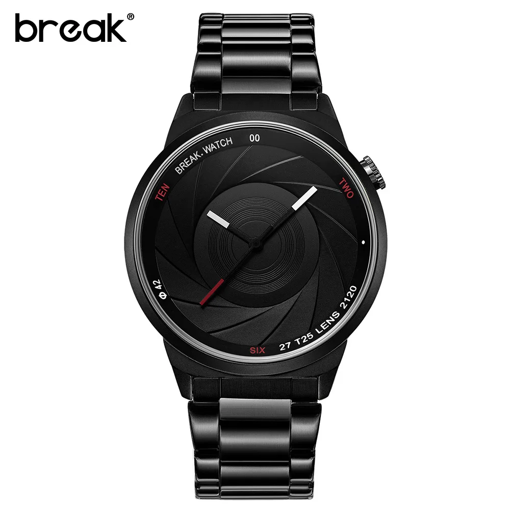 

Break Brand New Original Design Photographer Series Unique Men Unisex Sport Simple Quartz Creative Fashion black Casual Watches