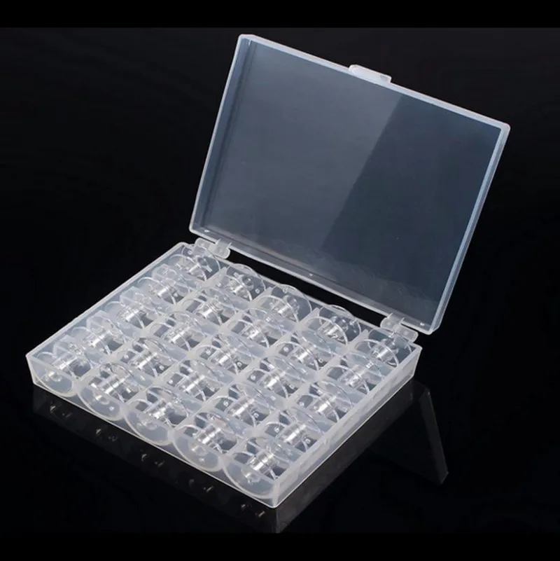 
Clear Plastic 25 Bobbins Sewing Machine Spools With Thread Storage Case Box For Home Sewing Accessories Needlework Tools 