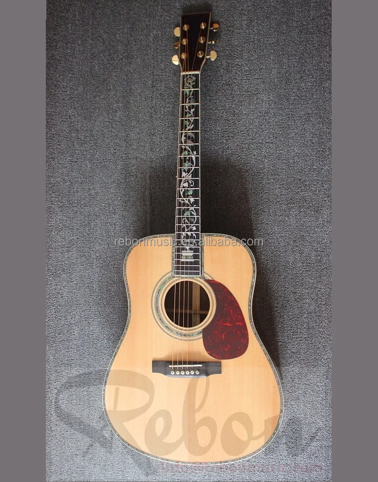 

Weifang Rebon 41 inch All Solid Acoustic electric Guitar with abalone flower inlay