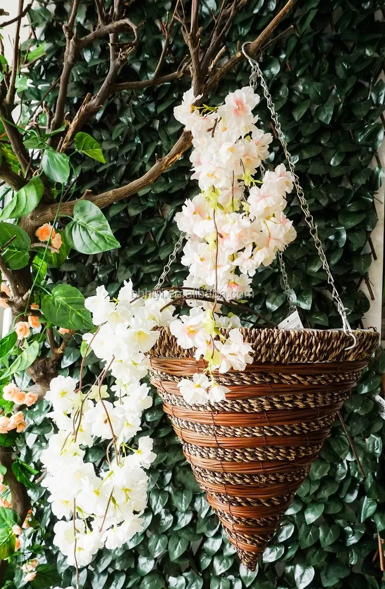 Customized Size Cone Hanging Basket With Plastic Liner For Outdoor