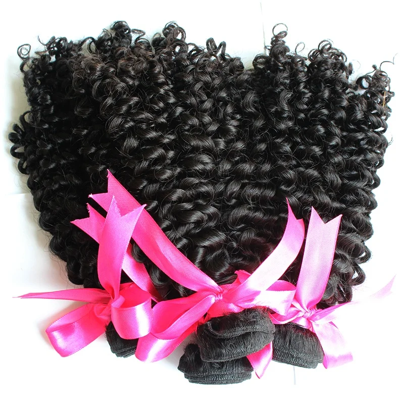 

Wholesale Soft Virgin Human Hair Extension Kinky Curly Hair Bundles With Closure