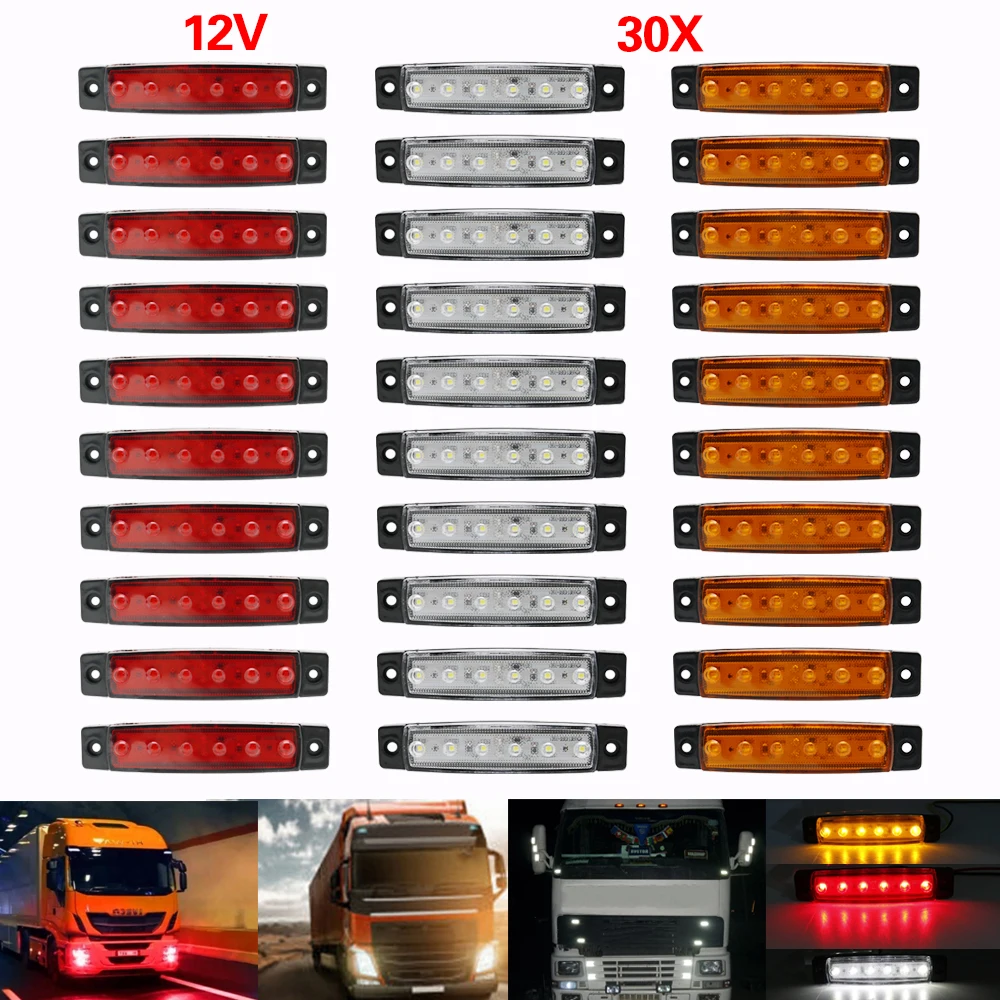 

12V 10pcs Amber Red White LED Side Marker Lights for Truck