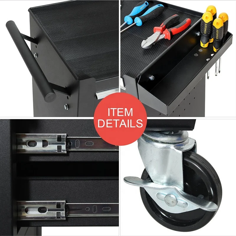 
2 Drawers and 2 doors metal Cabinet Chest Trolley 