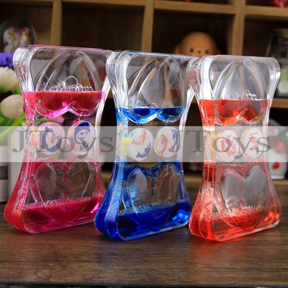 Sensory Heart Liquid Motion Bubble Timer Keychain Liquid Timer Sensory