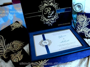 Velvet Royal Wedding Invitation With Gold Fl Embroidery Velvet Royal Wedding Invitation With