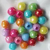 Sparking solid round faceted acrylic beads with AB color plating with Big Hole