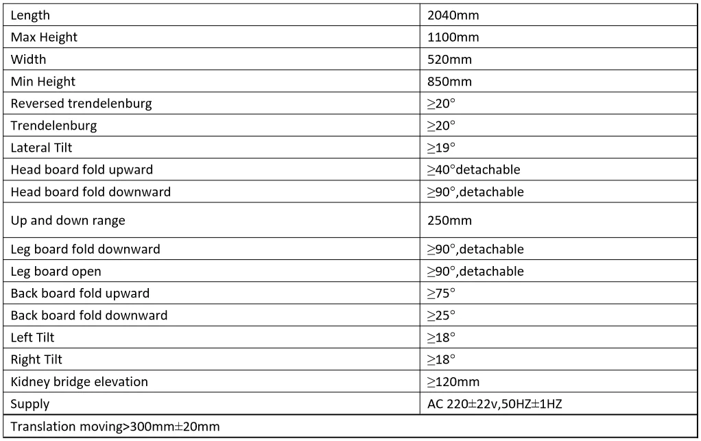 Factory made emergency medical equipment electric operation table for hospital use
