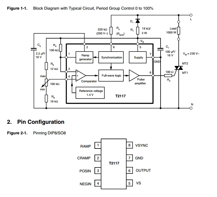 T2117 Ic Switch 0-volt Adj Ramp 8-dip Zero-voltage Switch With ...