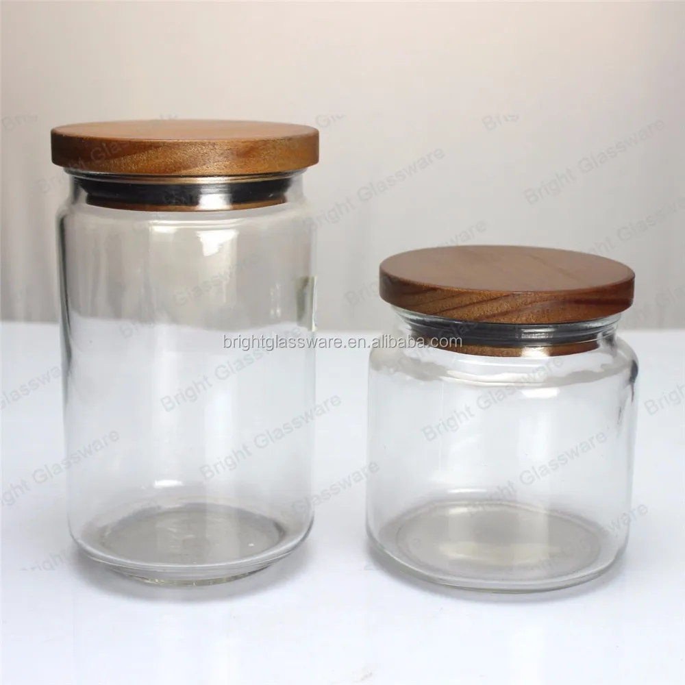 Nice Airtight Glass Mason Jar Sealed Lids,Glass Jar Wooden Lid For Sale