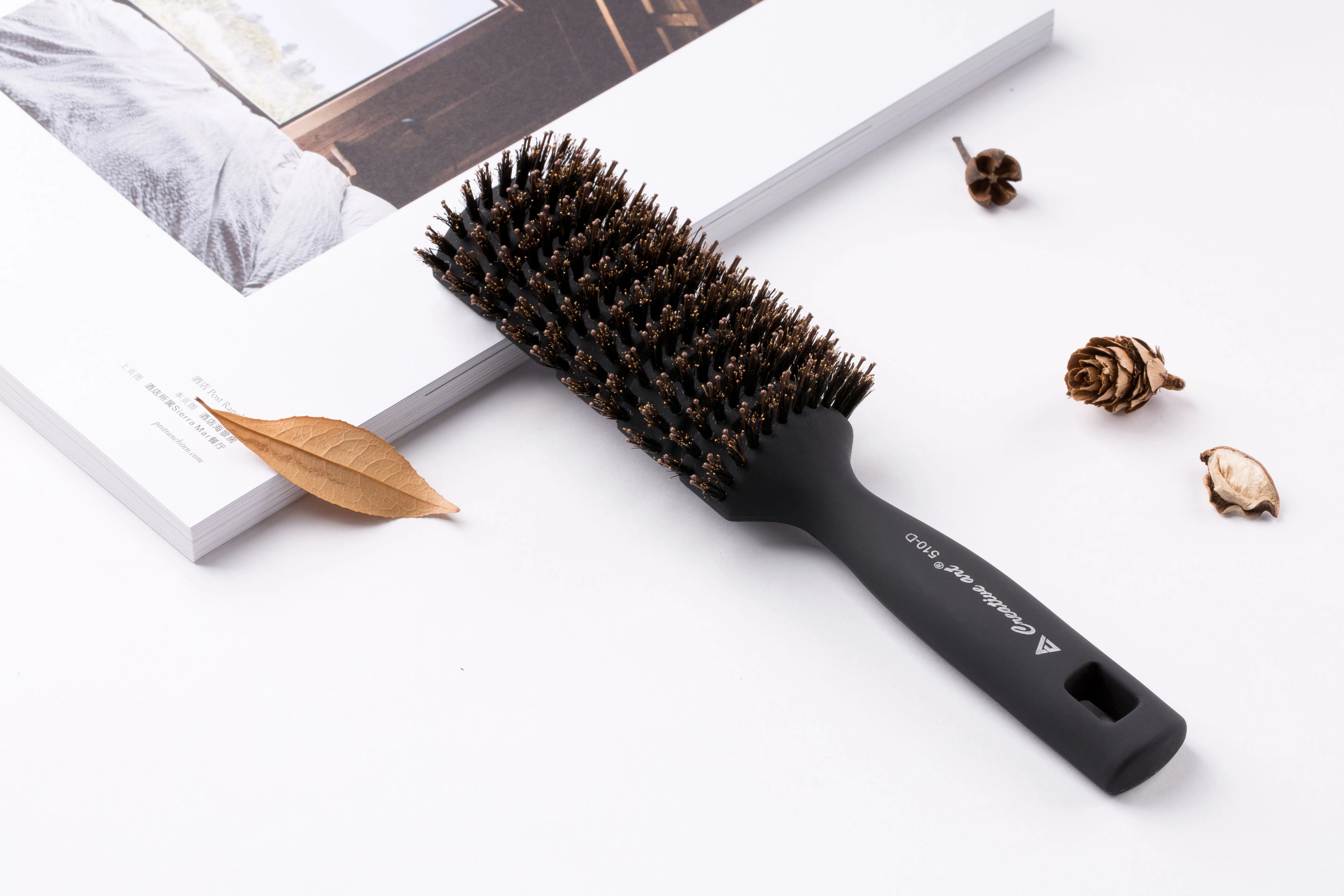 Anti Static Soft Bristles Black Deman Brush For Men Women Hair Blow