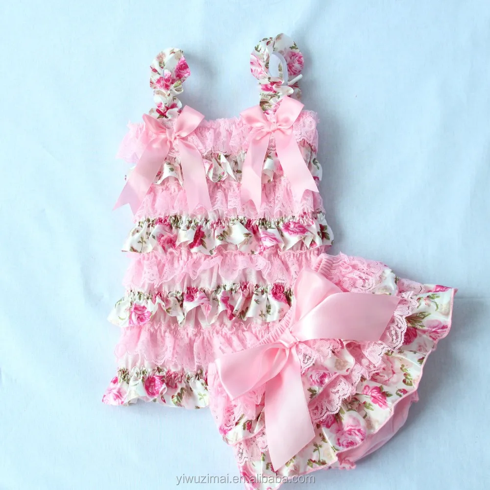 

Wholesale Boutique Infant Toddler Lace Tops Bloomers Set Newborn Baby Girls Clothes 2 Piece Set, 6 colors can choose;also can customized