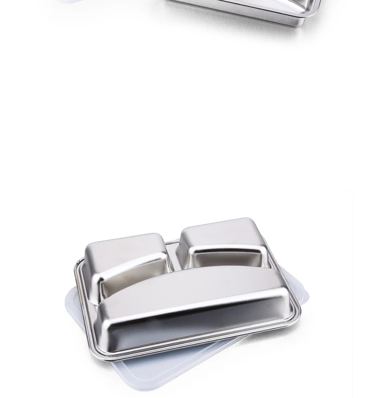 3 Compartment Rectangular Stainless Steel Food Divider Plate Sectional