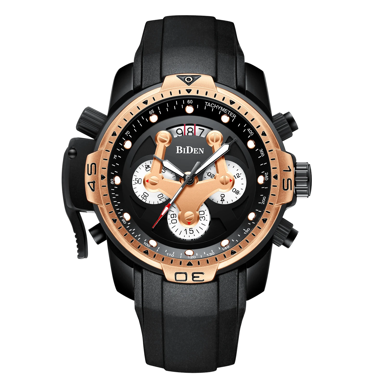 

BIDEN 0138 Men Fashion Casual Quartz Watch Parts Movement Watch Strap Silicone Band Business Watch Auto Date, 2 colors