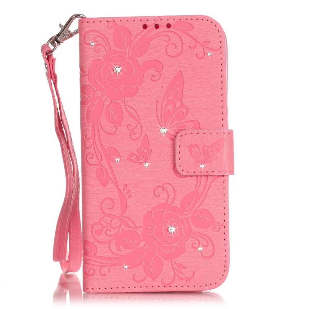 

3D Crystal Rhinestone flower Totem filp card slot holder lanyard Bags PU back leather case for samsung galay NOTE 9 cover