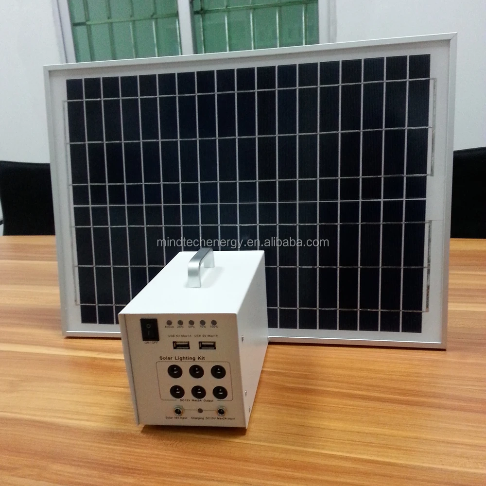 Portable 20w solar panel kit lighting system for phone charging