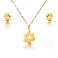 

BAOYAN Gold Plated Stainless Steel Paw Print Jewelry Sets Women