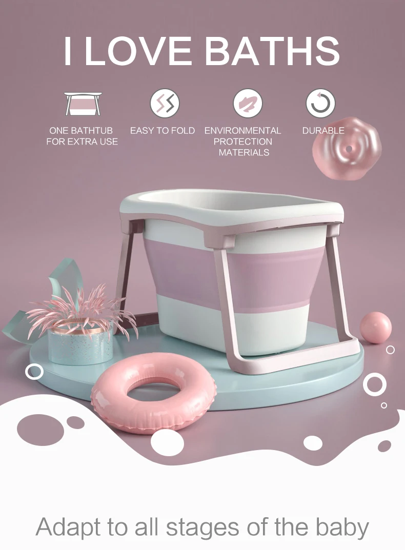 Kids Portable Collapsible Bathing Tub With Nonslip Mat,Foldable Shower