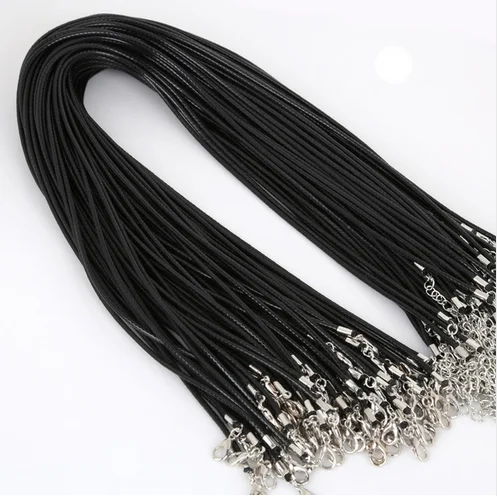 

Wholesale 1.5 mm Black PU Leather Cord Wax Rope Chain Necklace 45cm Lobster Clasp DIY Jewelry Accessories, Various color can choose