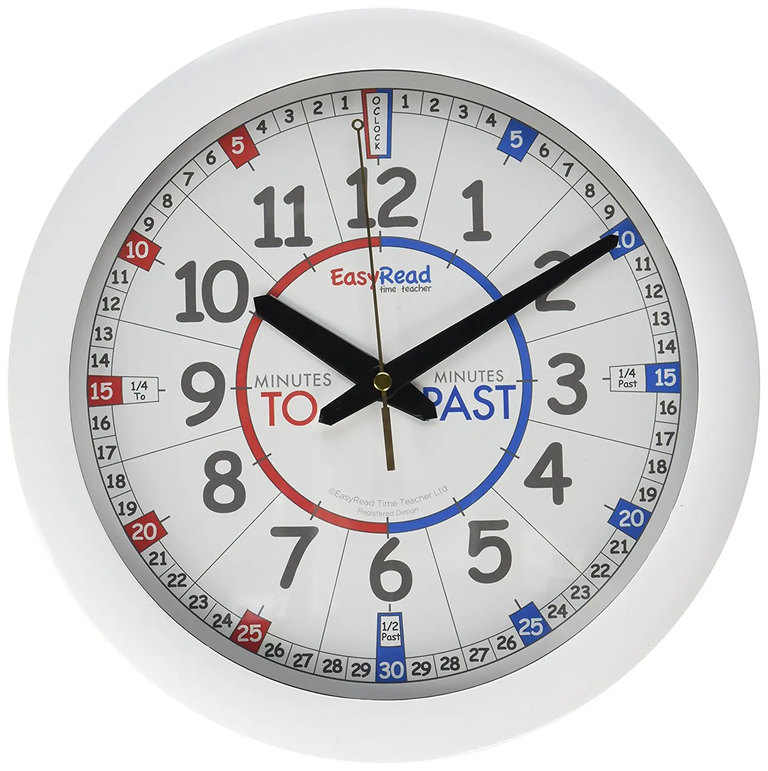 Buy EasyRead Time Teacher Childrens Wall Clock (Blue) with simple 3