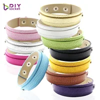 

Wholesale 18+8mm Mix color Snake Snap Button PU Leather Bracelet DIY Wristband Fit Slide Letters /Charms ,Accept Custom Bracelet