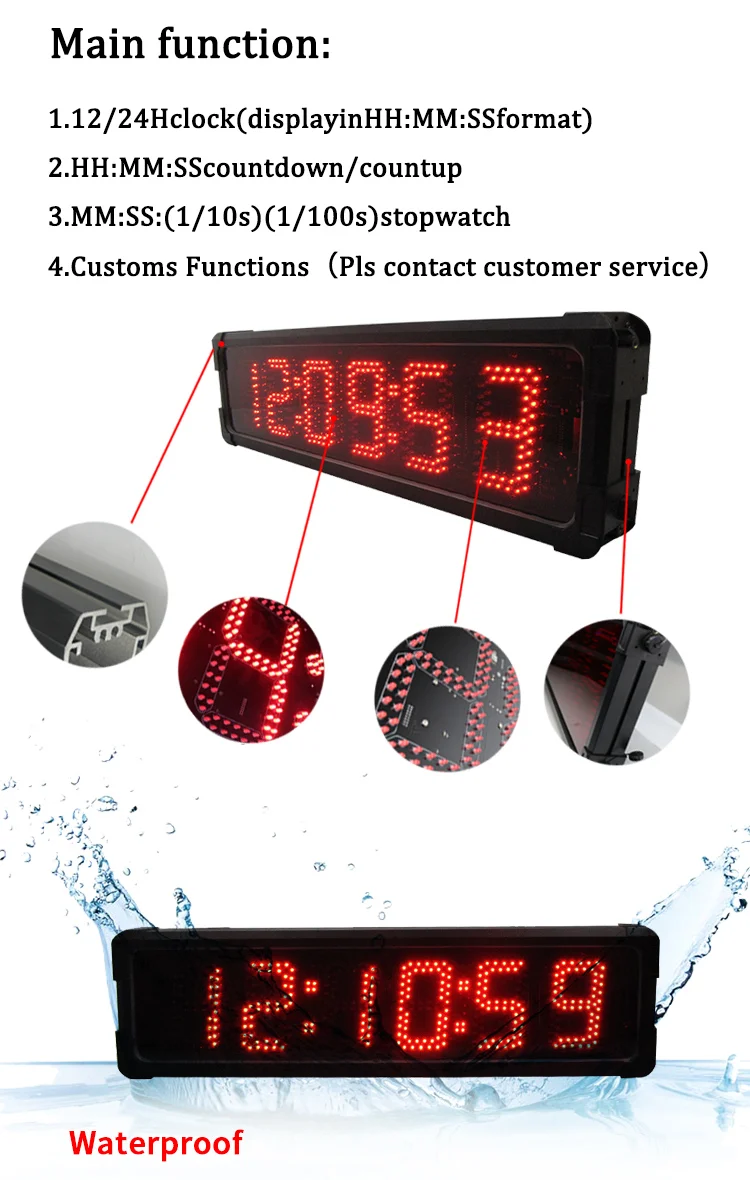Stopwatch with Remote Control Digital Timer Down/Count Up Ganxin App-Control 5 Inch 6-Digit LED Running Clock Timer with Tripod for Continuous 12/24 Hour Real Time Clock 