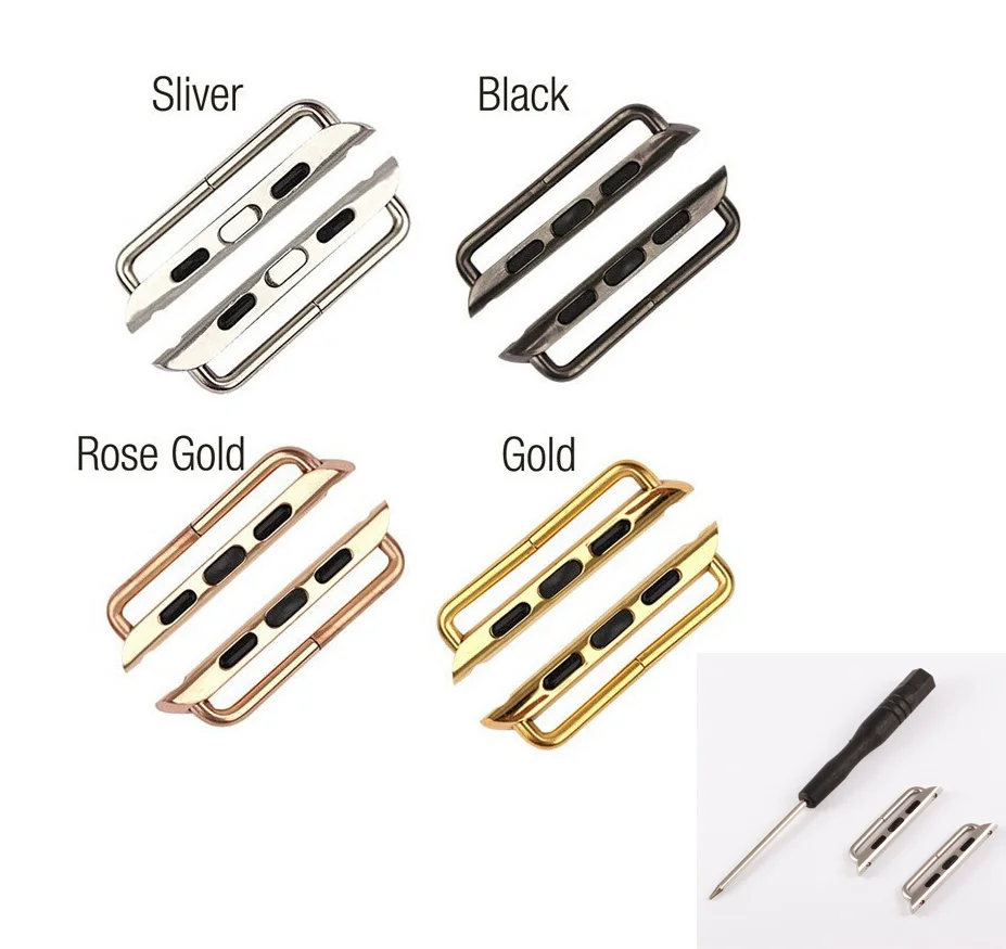 

38/42mm 40/44mm Watch connector strap converter stainless steel adapter with screws tool for Apple watches, Silver,balck, gold, rose-gold, gun