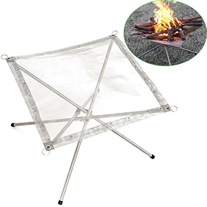 Portable Stainless Steel Mesh Burning Stand Folding Outdoor Fire Pit