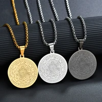 

Gold Stainless Steel Round Rune Star Necklace Lucky Solomon Talisman Hexagram Pendant Necklace for Amulet Magic Jewelry