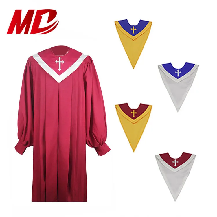 Matte Fabric Fluted Cuff Sleeve Choir Robe With Stole Buy Wholesale Clergy Robes,Clergy Robes