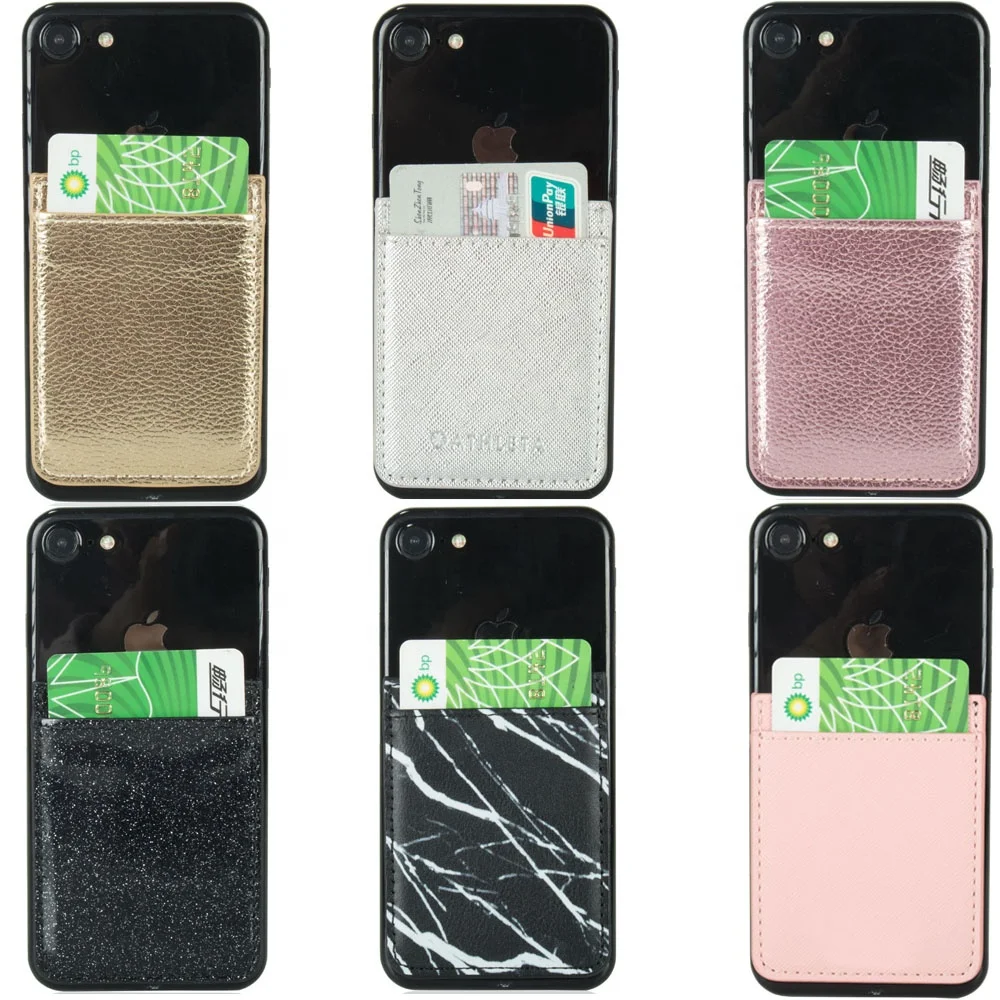 

custom adhesive sticky smart cell phone wallet with 2 card pockets