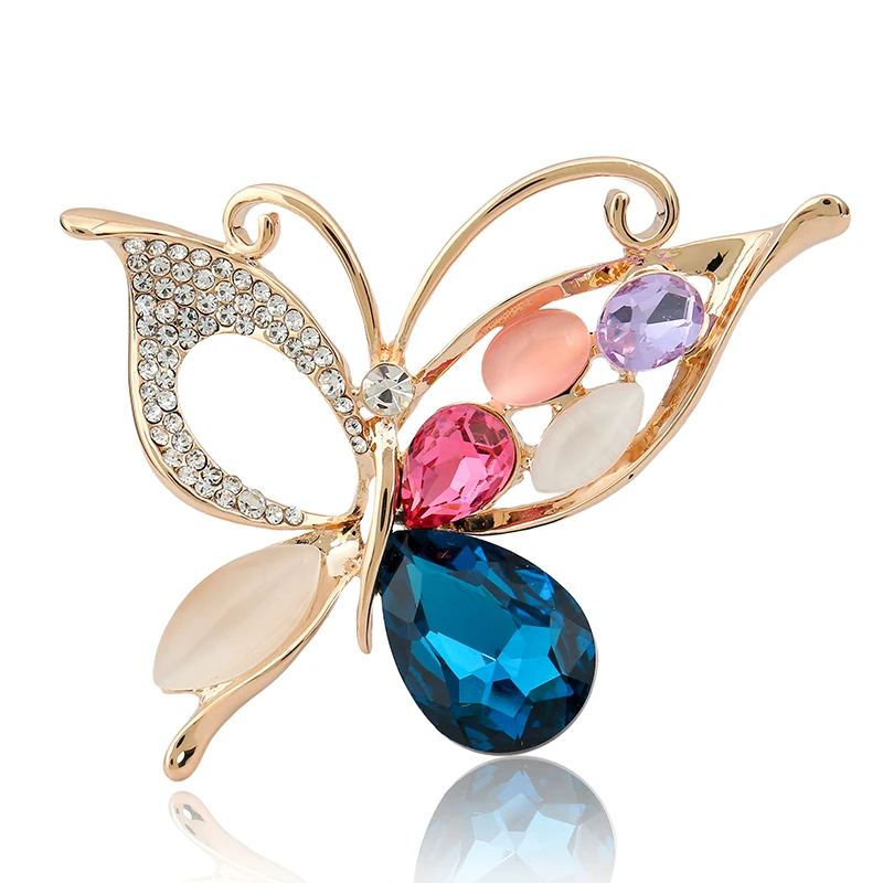 

Fashion korean wholesale cheap crystal butterfly shape jewellery acrylic brooch in bulk