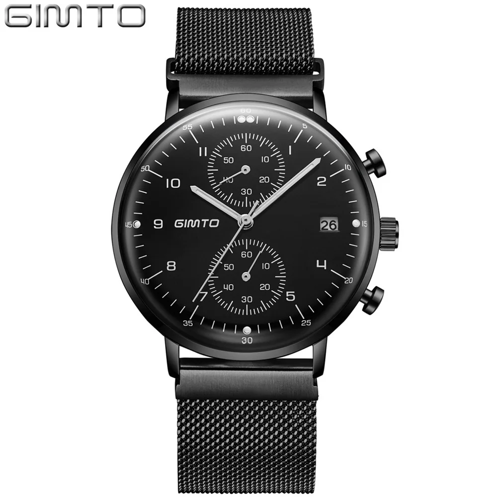 

GIMTO GM230 Men's Fashion&Casual Watch Japan Quartz Movement Stainless Steel Band Business Watch Auto Date