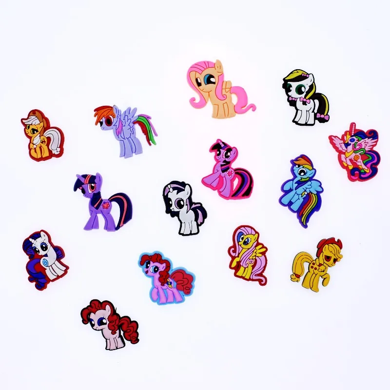 

XH-35 Stock Little Cute Horse Design PVC Rubber Shoe Charms Buckles Accessories Decorations For Clog Shoes, As picture