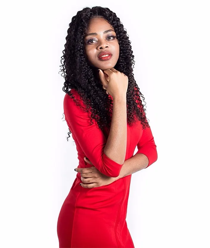 阳光人发 3 束印度深卷发与封闭三部分/中间部分/自由部分花边卷曲