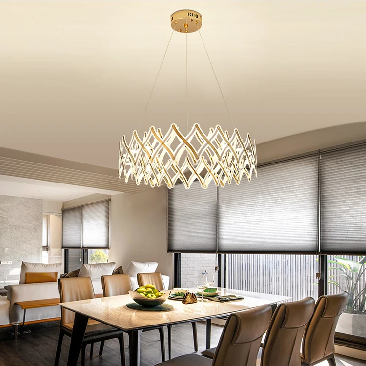 Pendant led light modern changeable gold multilayer Stainless steel pendant lamp for living room