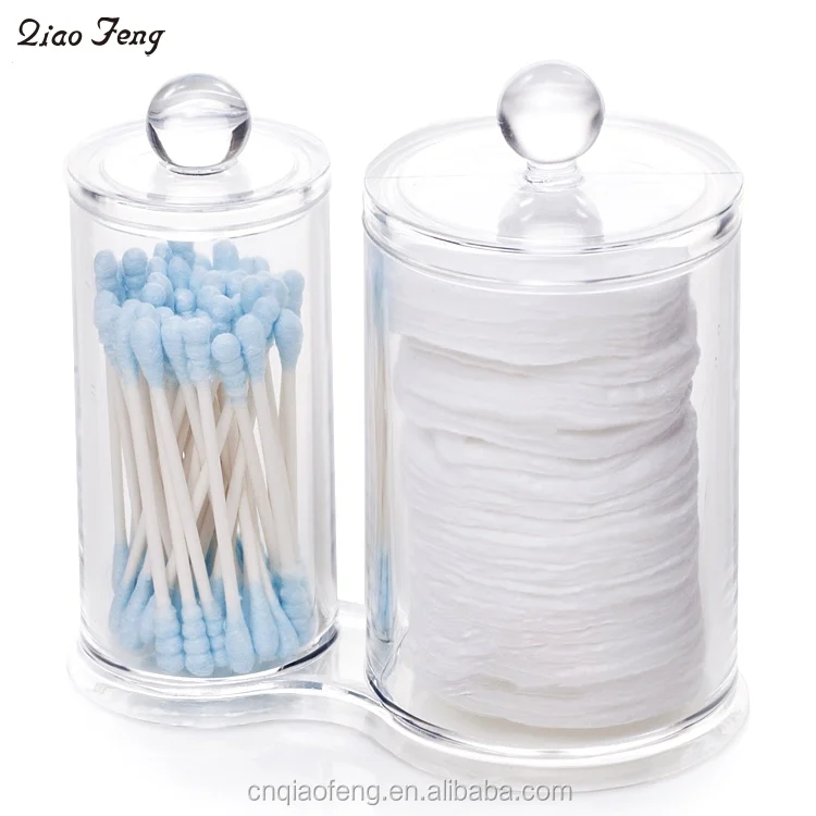 

High Quality round acrylic cotton pad wool ball dispenser, Clear or other colors