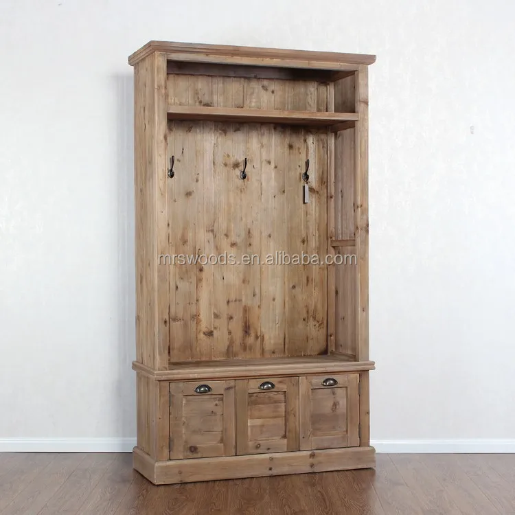 Reclaimed Wood Hall Tree Cabinet With Shoe Storage Bench Buy Reclaimed Hall Tree Hall Tree Hall Tree Cabinet Product On Alibaba Com