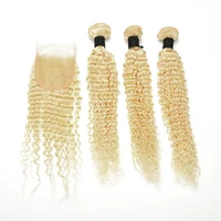 

Wholesale blonde hair extension European hair wefts 613 deep wave bundles