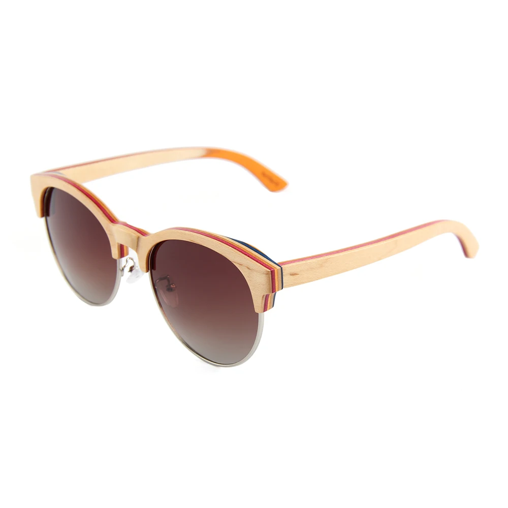 

Fashion design gafas half frame cat shape wood sunglasses, Custom colors