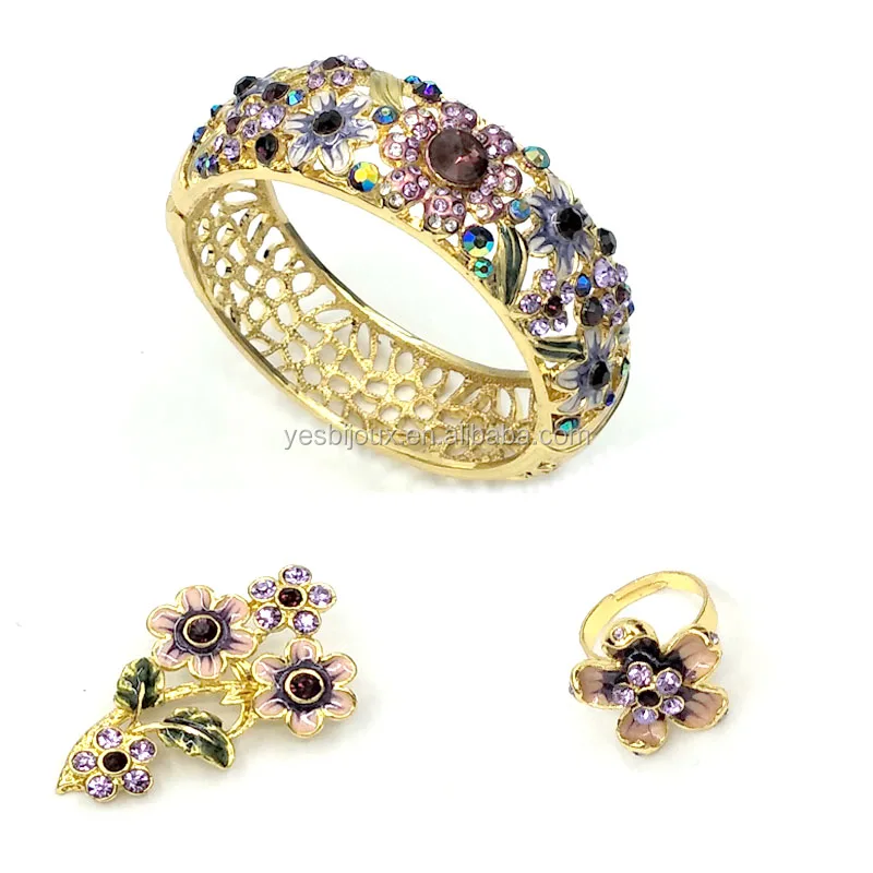 

cloisonne enamel jewelry set 24k gold jewellery set