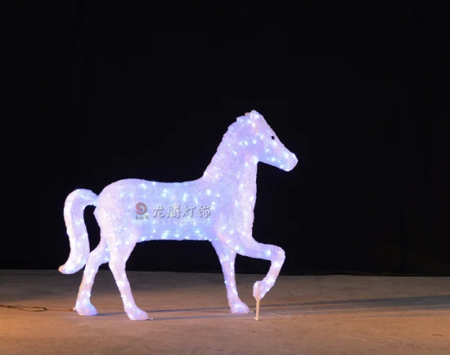 Hot sales christmas LED ice sculpture lights outdoor white horse LED animals motif light