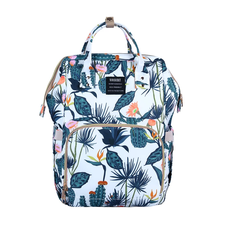 

Sublimation print cactus flower pattern large baby diaper bag custom waterproof mummy baby carry backpack