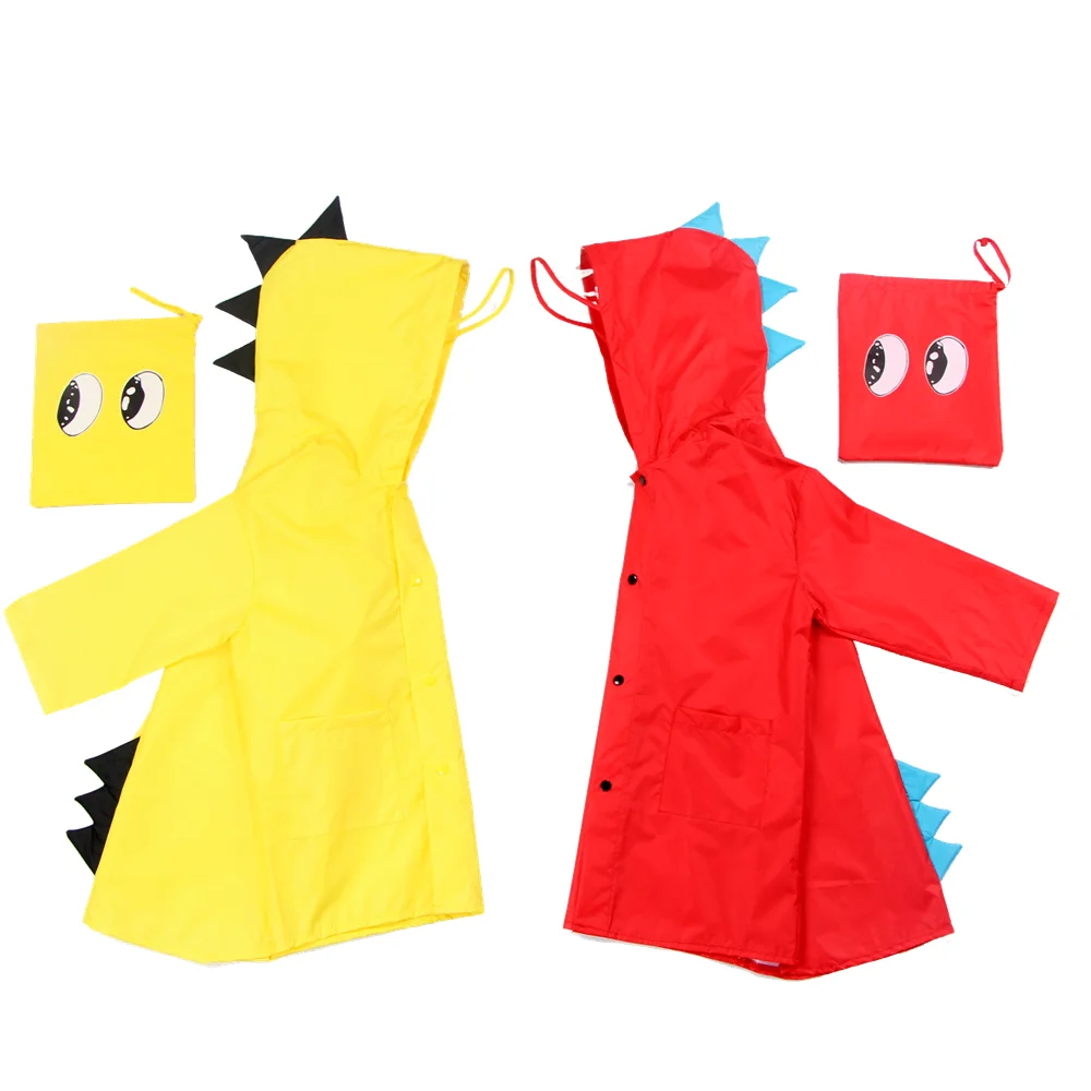 

Outdoor Cartoon Fashion Cute 3D Little Dinosaur Children Waterproof Polyester PU raincoat for Kids Toddler Baby Kindergarten, Red/yellow/blue